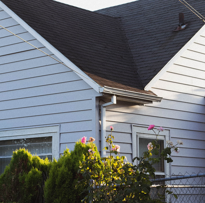 house with black asphalt roof