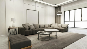 gray walls with gray modern furniture