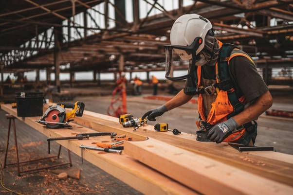 construction worker with helmet