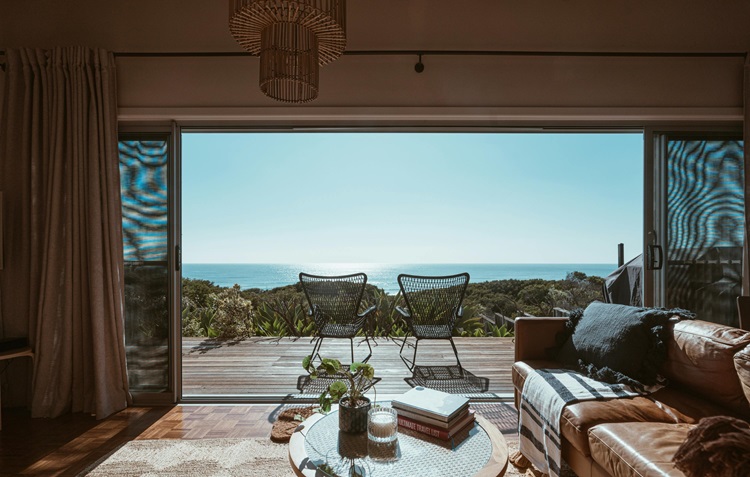 two chairs on deck with beautifule view