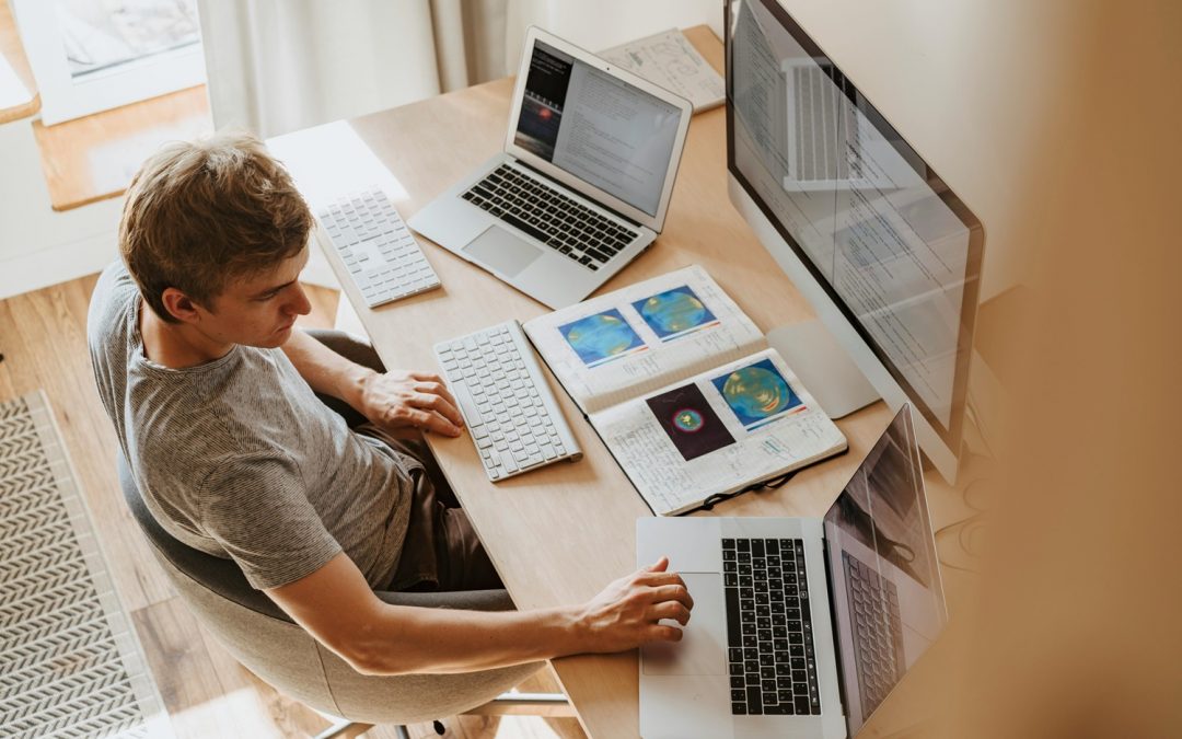 man working on computer