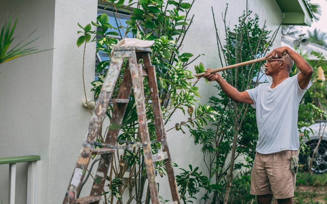 man painting exterior of house