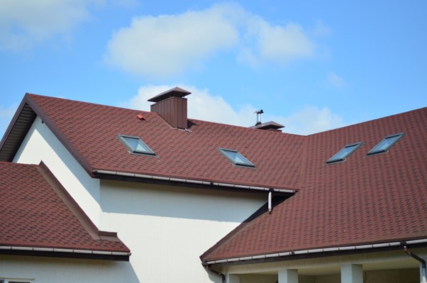 red roof with skylights