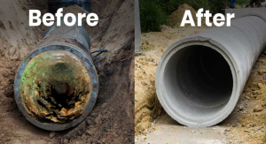 trenchless pipe before and after pictures