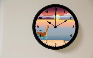 wall clock with beach background