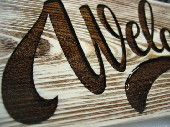 engraved welcome sign