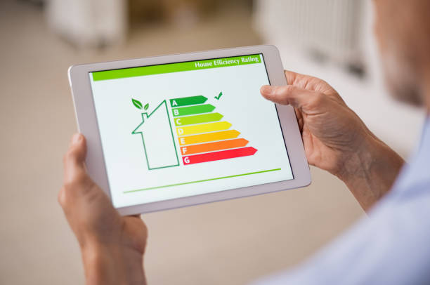 person looking at home efficiency rating graph online