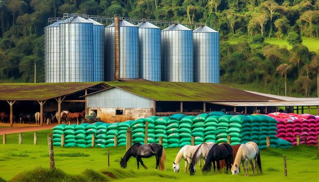 horses on large farm