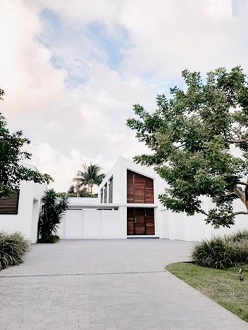 modern architecture home with concrete driveway