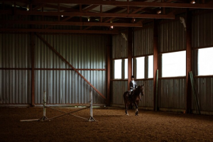 large steel horse barn