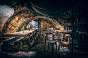 wine cellar with tables and seating