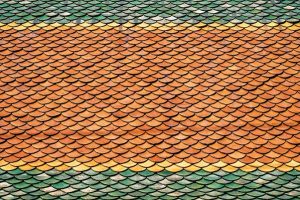 orange and green tile roof