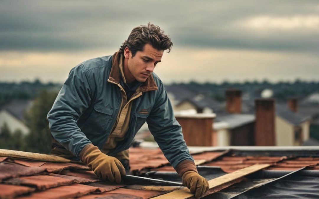 man working to repair roof