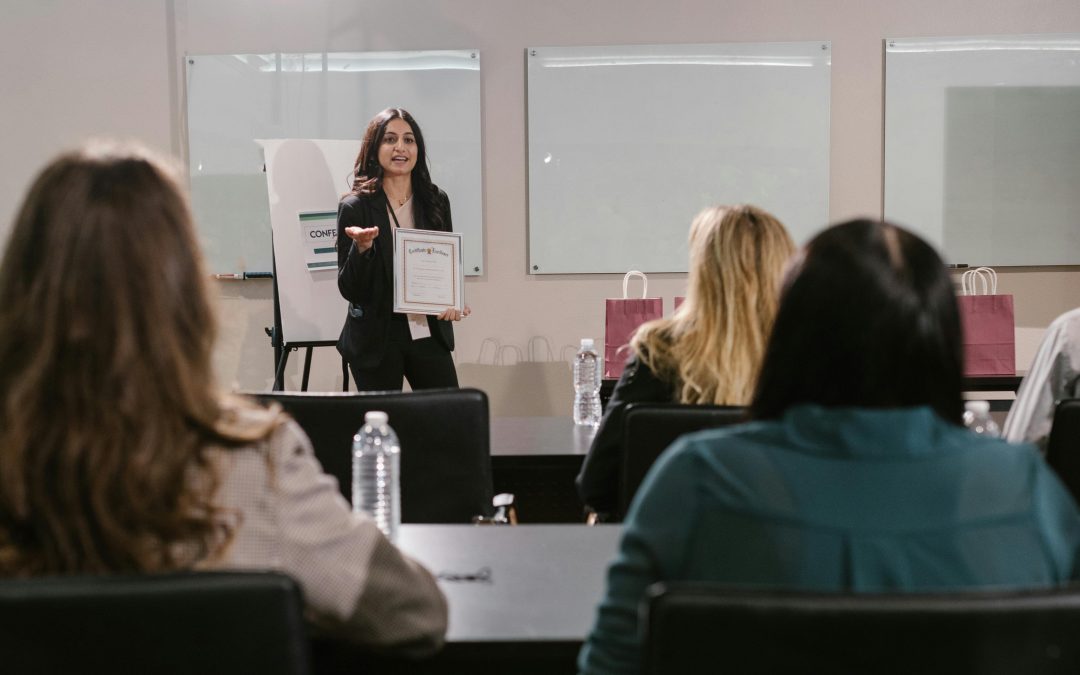 woman teaching an adult education program