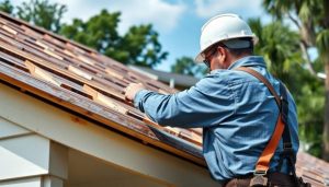 roofer making repair