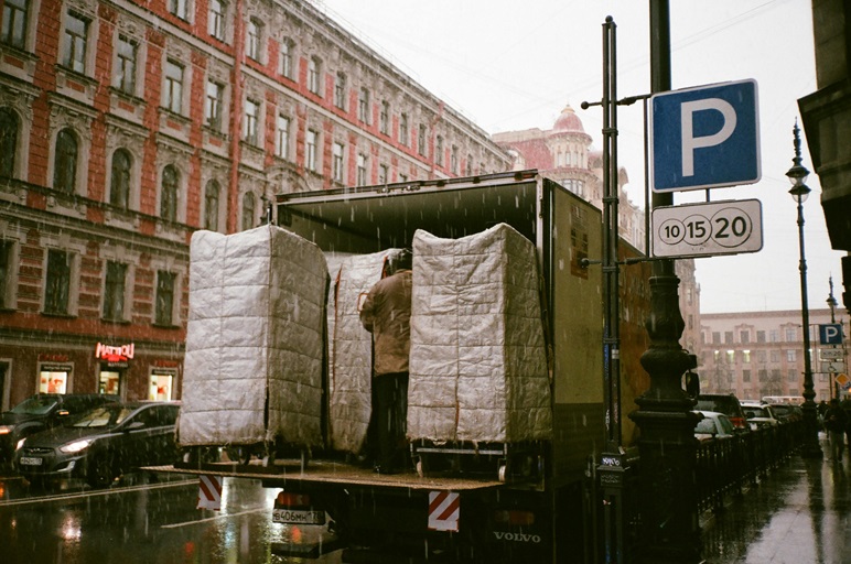 moving truck loaded with furniture