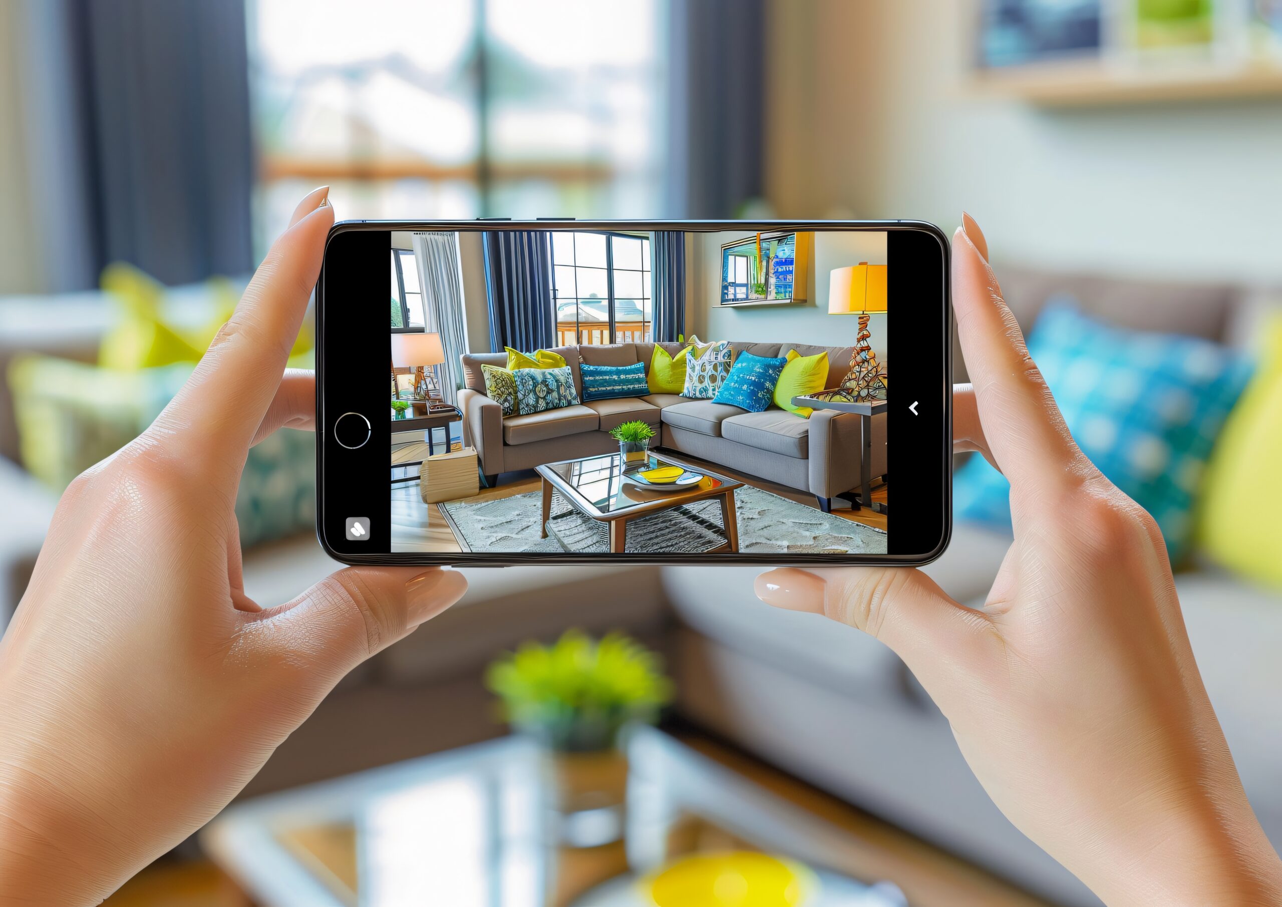 Person showcasing their home through smartphone