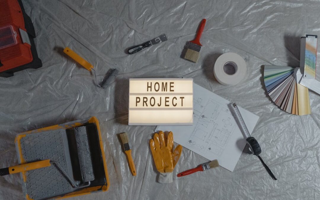 new project sigh with tools on a tarp