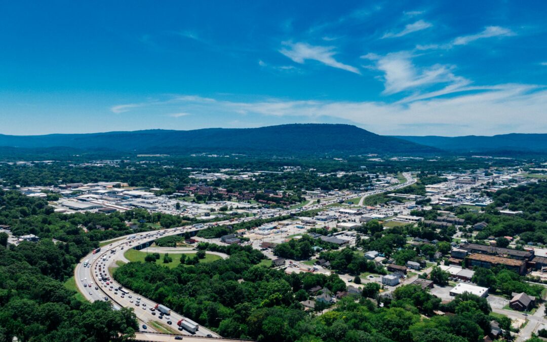 aerial shot of a city in tennessee