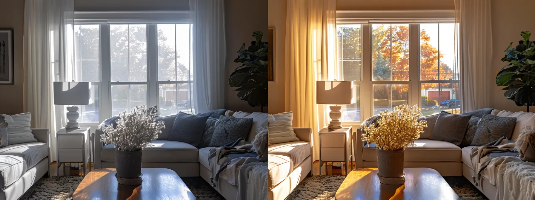 beautifully staged home showing difference in lighting