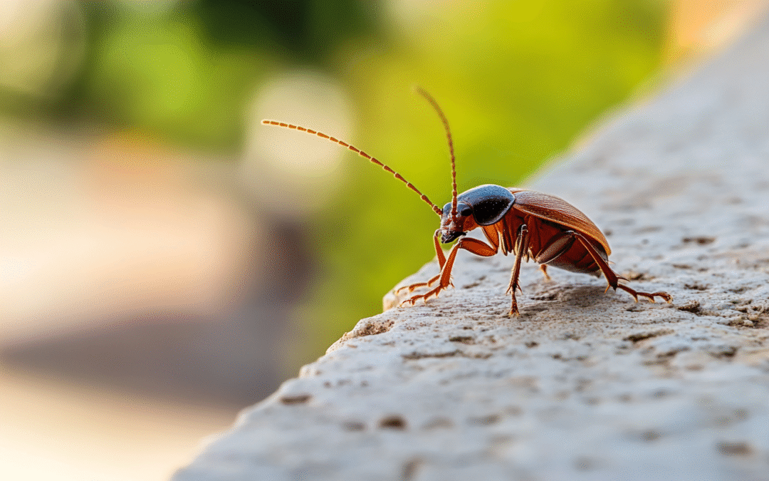 a bug sitting on a ledge outside