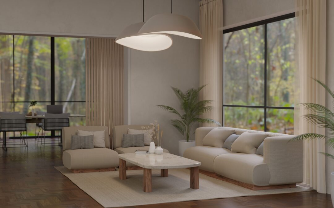 modern pendant lighting in living room