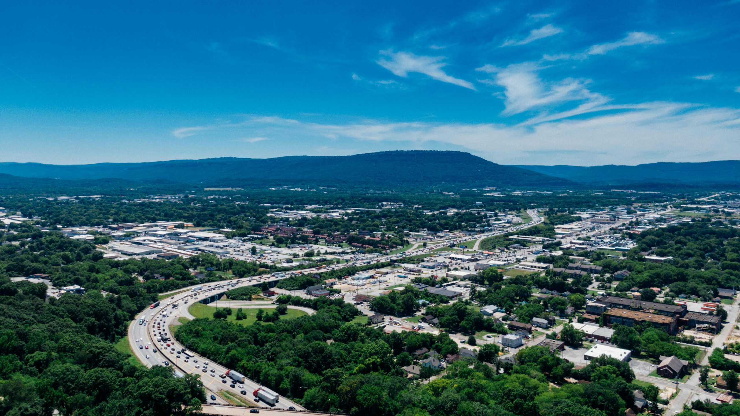 aerial shot of a city in tennessee