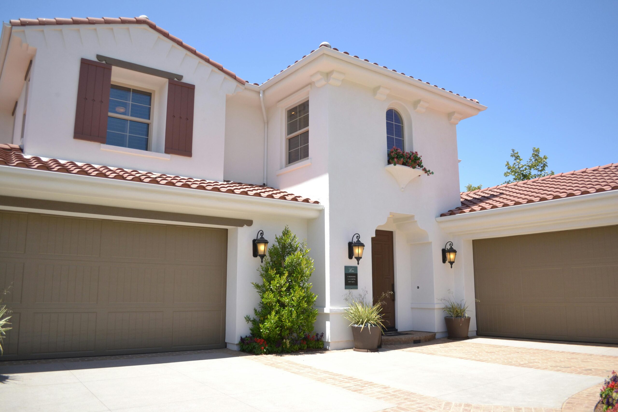 two garage doors modern house with two garage doors
