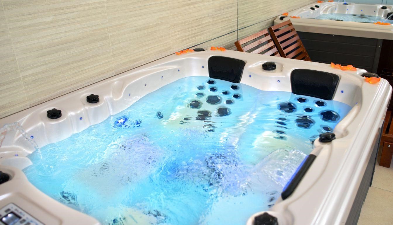 spa hot tub hot tub with jets filled with water