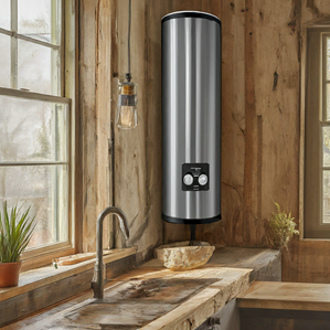 water heater hung on wall